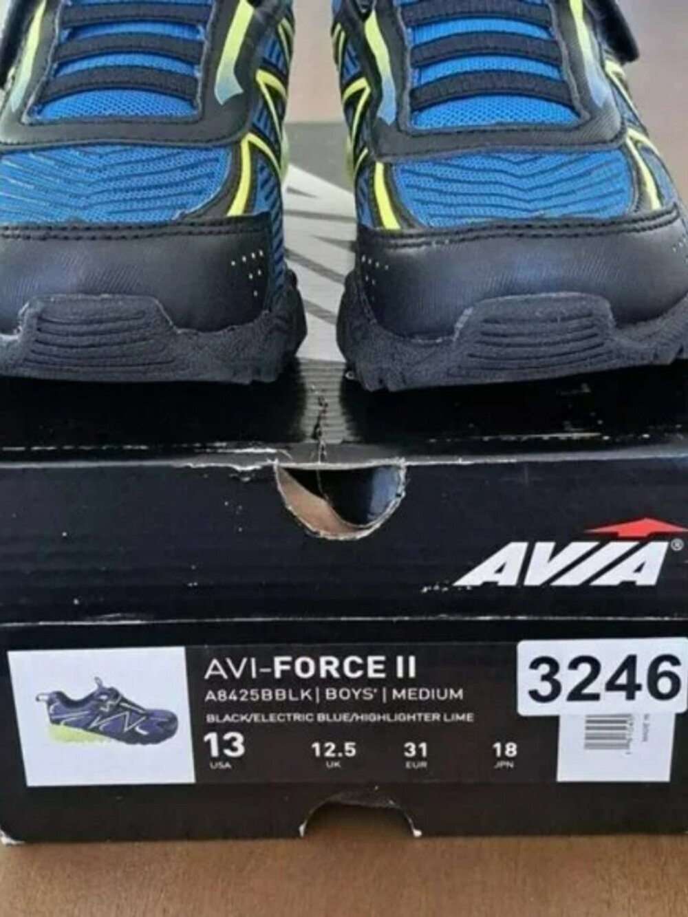 Avia Kids' Avi-Force II Sneaker - Color: Black/Electric Blue/Highlighter Lime - Picture 6 of 9